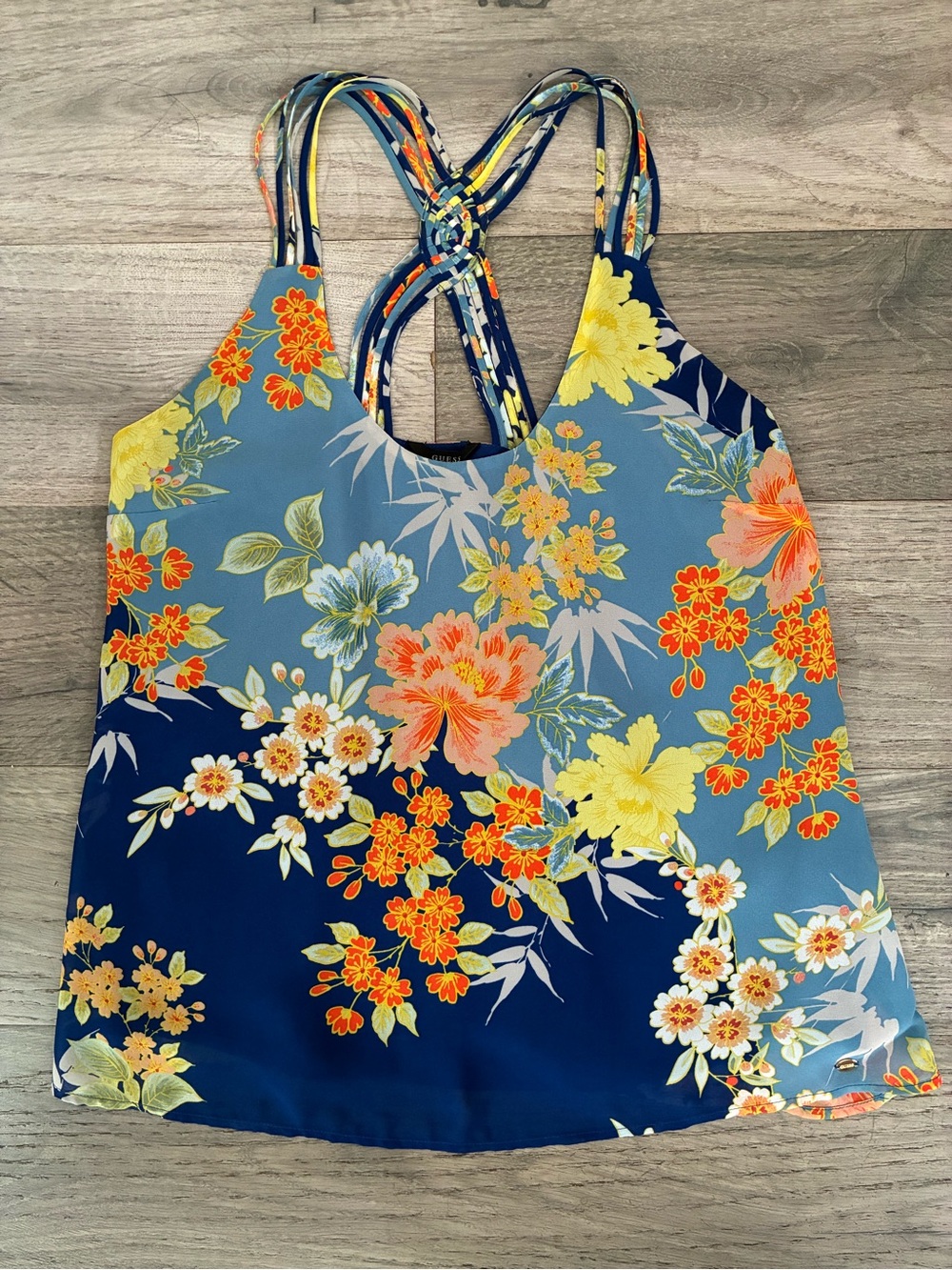 Guess Floral Crossback Camisole - Blue Multi